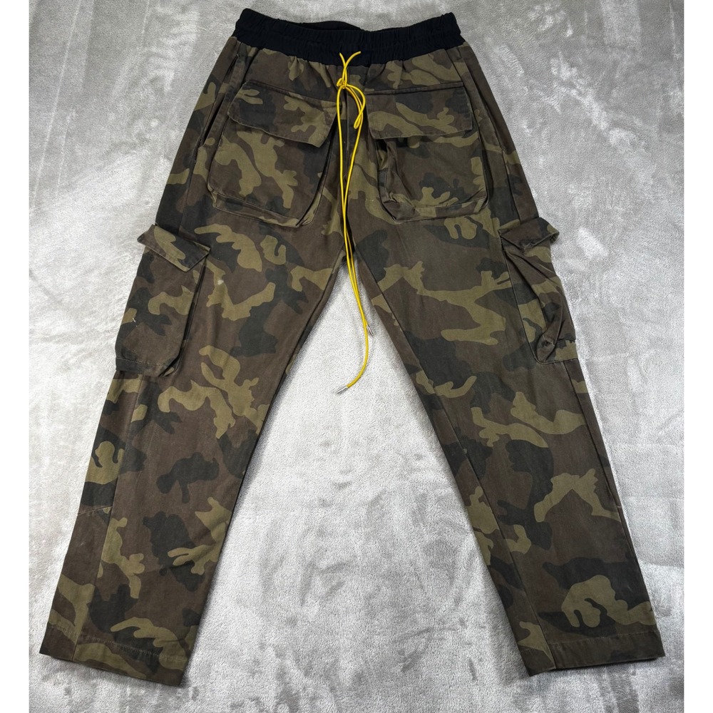 MNML Camo Cargo Pants Mens‎ M drawstring military utility Snap Button Streetwear